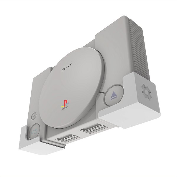 Suporte Expositor Parede Branco Console PlayStation PS1 FAT