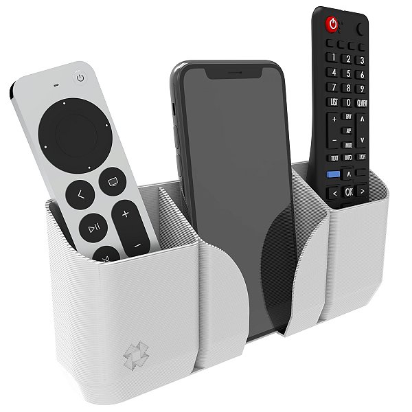 Suporte Parede Branco Triplo p/ Controle Remoto e Celular