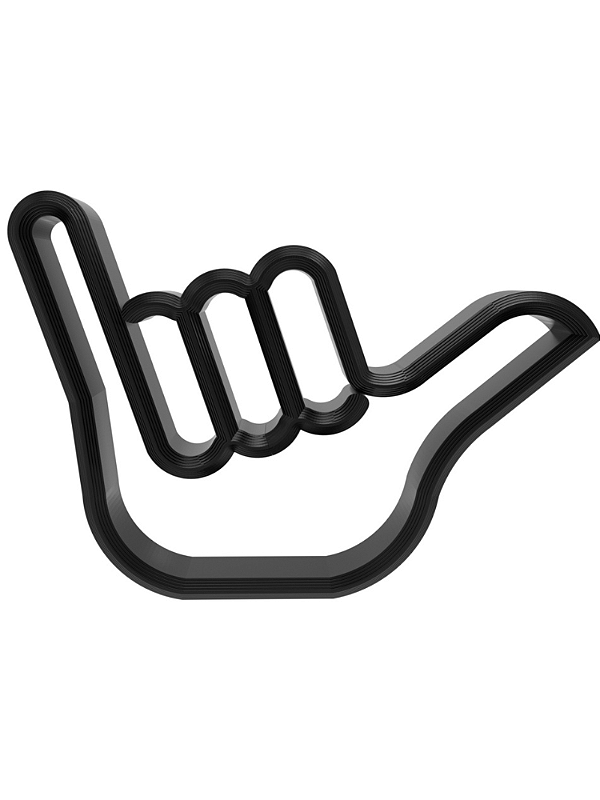 Escultura Hang Loose Preto 20cm Decoração Surf Praia