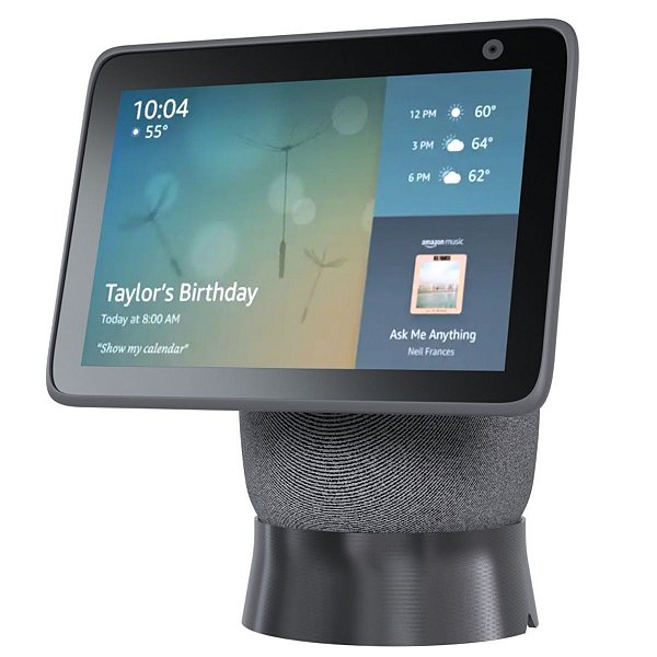 Suporte Base Elevação de Mesa com Enrolador de Cabos Compatível com Alexa Echo Show 10 - Preto