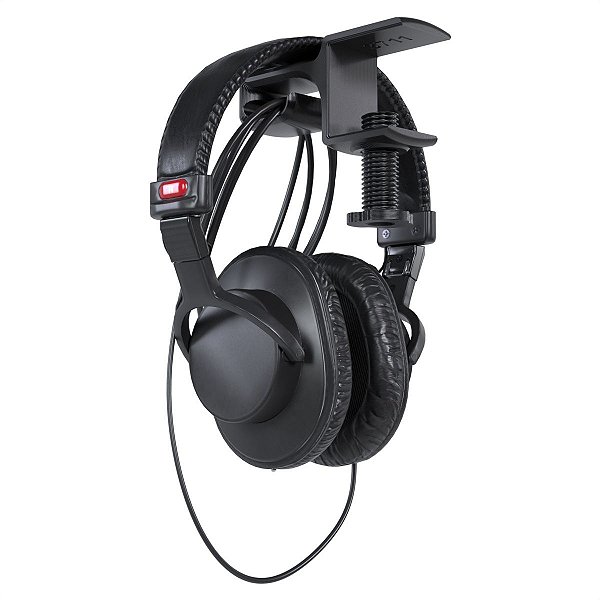 Suporte Ajustável para Prender na Borda de Mesa Preto Compatível com Headset Headphone Fone de Ouvido Gamer