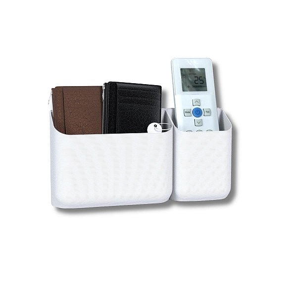Kit Suporte De Parede Branco Porta Controle Tv Ar E Carteira Chaves