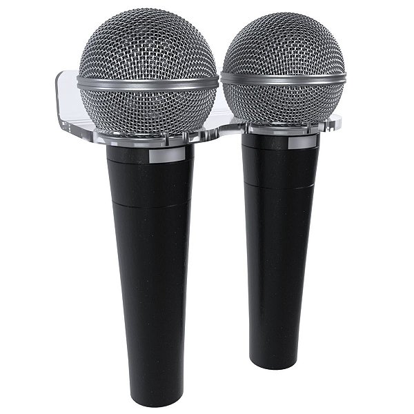 Suporte Descanso Expositor Duplo Fixo Parede Até 2 Microfone