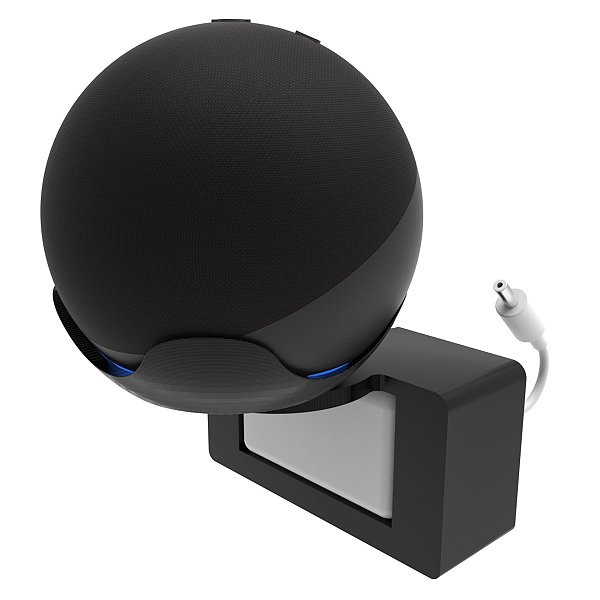 Suporte De Parede Tomada Preto Compatível Com Alexa Echo Dot 4 E 5