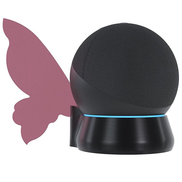 Suporte Base Preto De Mesa Com Asas Rosa Compatível Alexa Echo Dot 4 e 5
