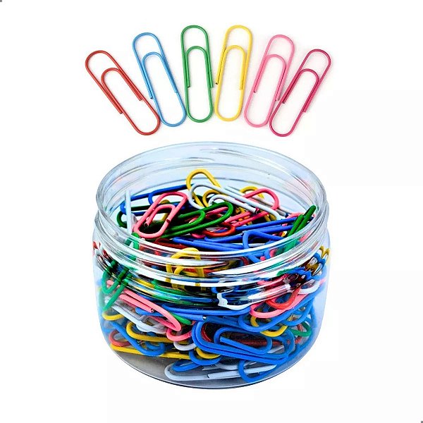 Pote Com 160 Clips Coloridos 28mm