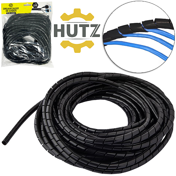 Organizador de Fios e Cabos 10.5metrosx0.8cm (Preto)