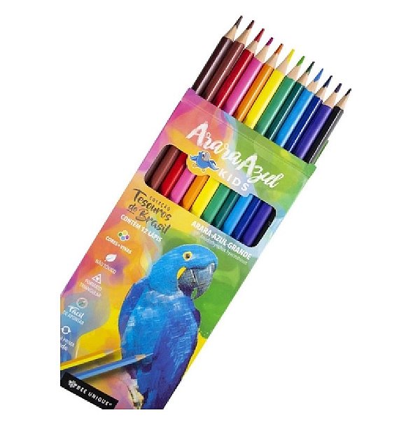 Lápis de Cor 12 Cores Eco Triangular Bee Unique Arara Azul