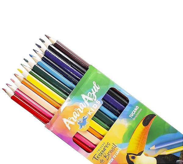 Lápis de Cor 12 Cores Premium Triangular Bee Unique Tesouros do Brasil Tucano