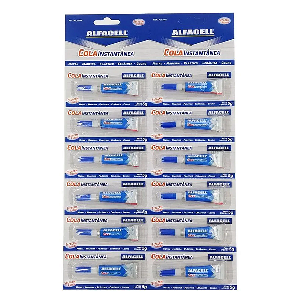 Cola Instantânea Alfacell 5g Cartela Com 12 Unidades