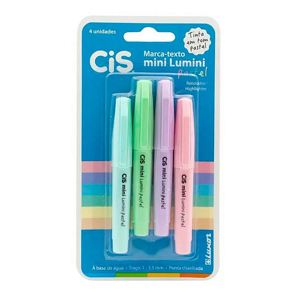 Marca Texto Mini Lumini Pastél Cis Blister c/4