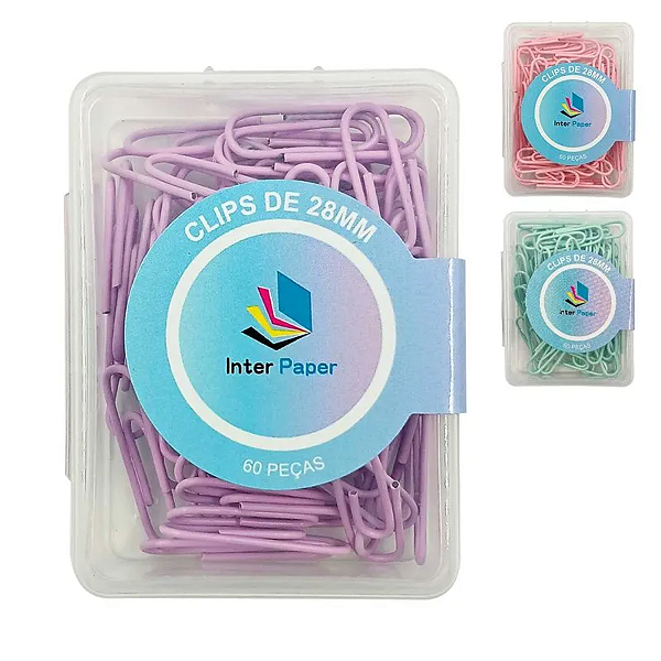 Clips 28mm Caixa C/60 pçs Tons Pastéis