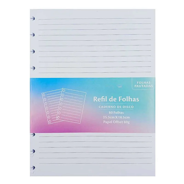 Refil De Caderno de Disco Inteligente 10 Furos 80fls