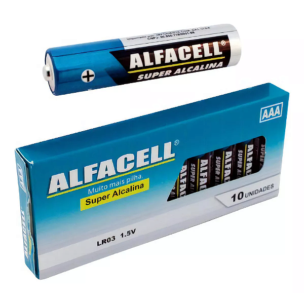 Pilhas Palito Alcalina AAA 1.5V Caixa C/10un Alfacell