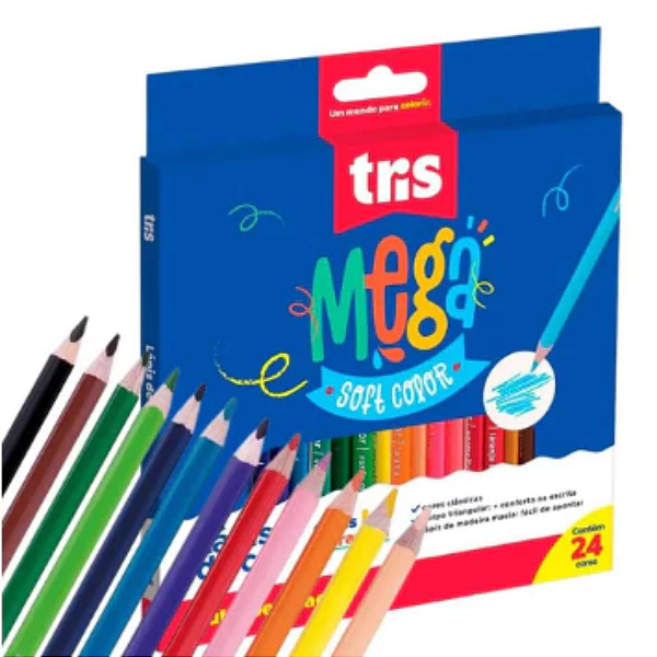 Lápis de Cor Mega Soft Color Tris 24 Cores
