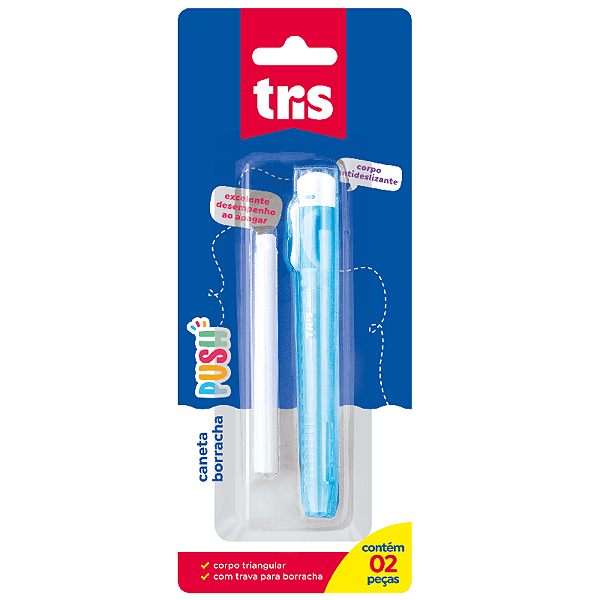 Caneta Borracha Push Tris Cores