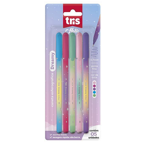 Caneta Esferográfica Dreamy Holic Tris 5 Cores 0.7mm