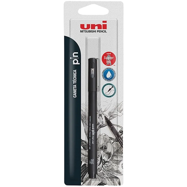 Caneta Técnica Nanquim Uni Pin 0.3mm Uniball Preta