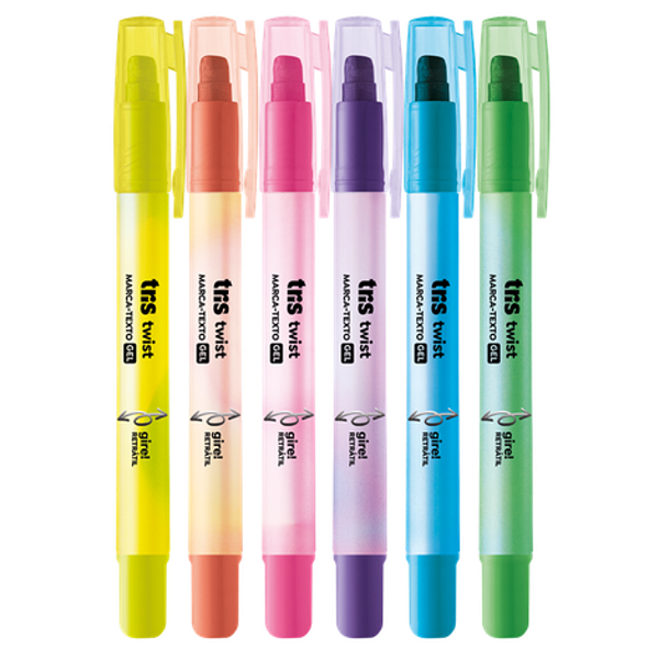 MARCA TEXTO GEL TWIST 6 CORES TRIS