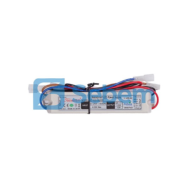 Fonte Adaptador de Tensão para Régua LED 12V 15W Bivolt com Terminal