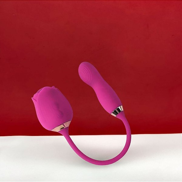 Rose 2 em 1 | Estimulador Clitoriano + Vem Cá | Recarregável