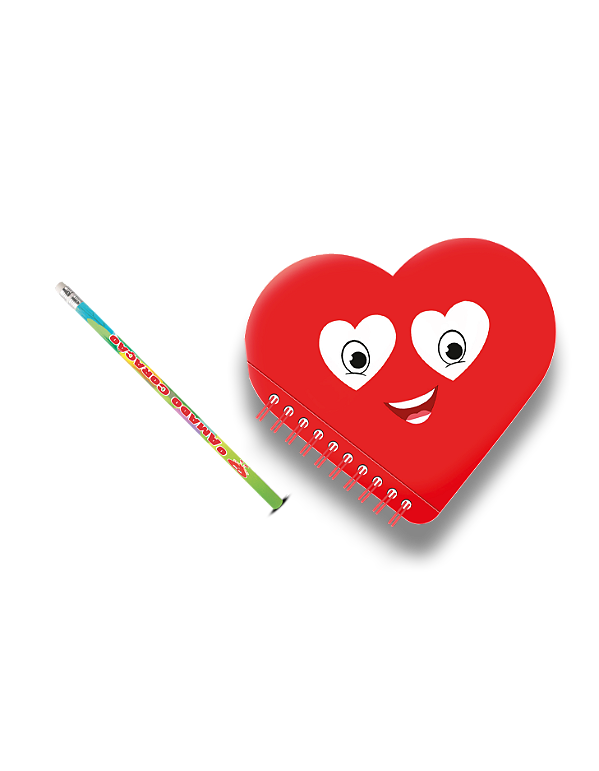KIT AGENDA AMADO CORAÇÃO KIDS + LÁPIS DE ESCREVER