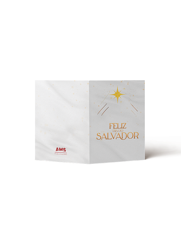 CARTÃO FELIZ  DIA DO SALVADOR - BRANCO ESTRELA AMARELA