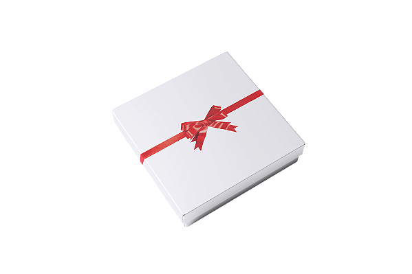 CAIXA PRESENTE - BRANCA COM LAÇO VERMELHO