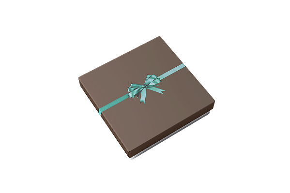 CAIXA PRESENTE - MARROM COM LAÇO VERDE