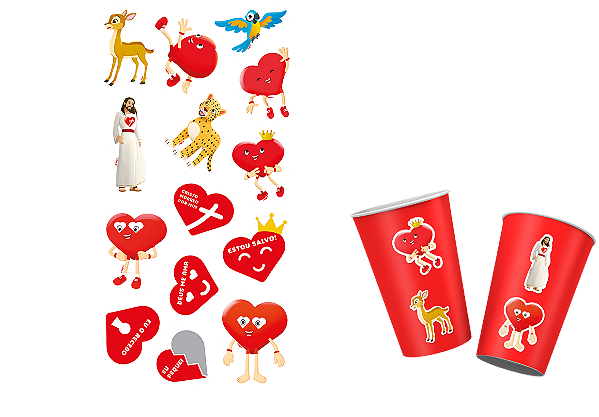 LINHA DE FESTA AMADO CORAÇÃO - CARTELA DE ADESIVOS