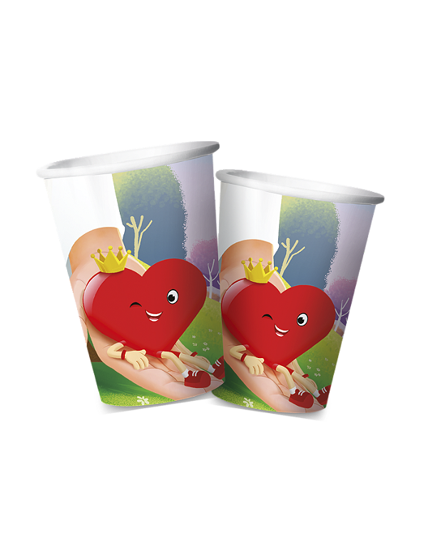 LINHA DE FESTA AMADO CORAÇÃO - COPO DE PAPEL 180ML - CONÉM 08 UND