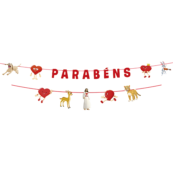 LINHA DE FESTA AMADO CORAÇÃO -  FAIXA DE PARABÉNS - CONTÉM 01 UNIDADE