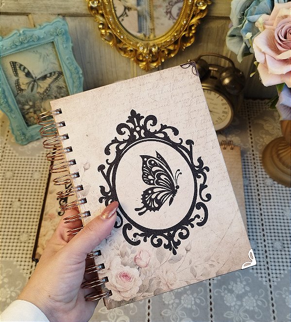 Caderno Luxo - Vintage Borboleta