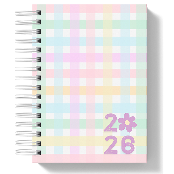 Agenda Datada 2026 - Xadrez Colorido