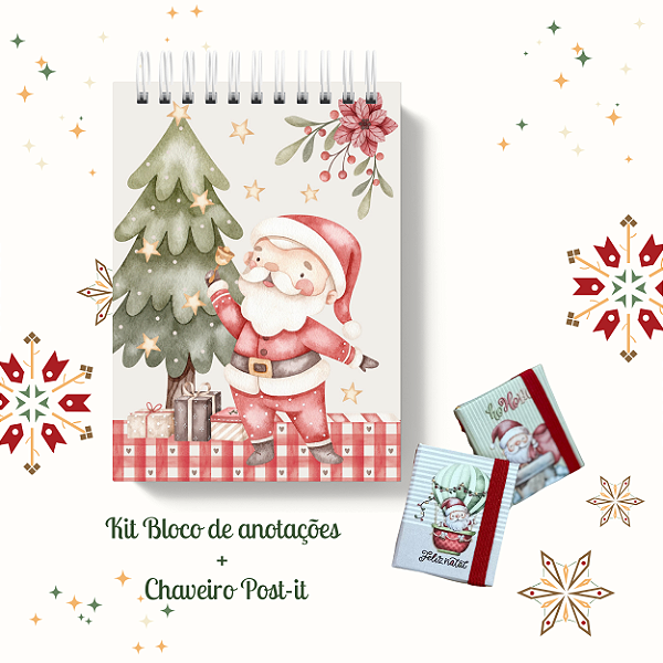KIT NATAL 1: Bloquinho + Chaveiro Post It (Capas iguais)