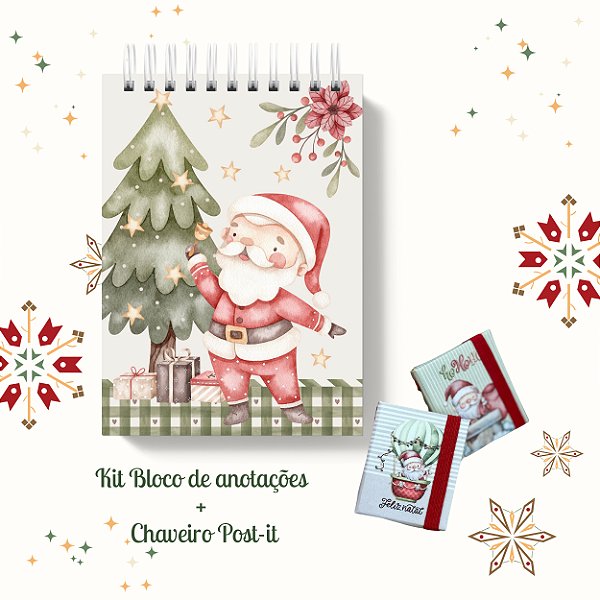 KIT NATAL 2: Bloquinho + Chaveiro Post It (Capas iguais)