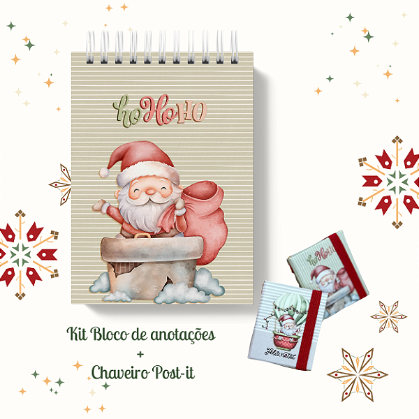 KIT NATAL 6: Bloquinho + Chaveiro Post It (Capas iguais)