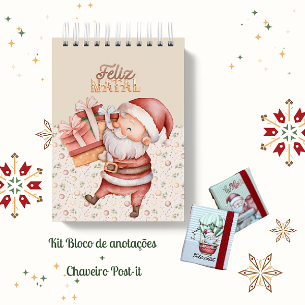 KIT NATAL 7: Bloquinho + Chaveiro Post It (Capas iguais)