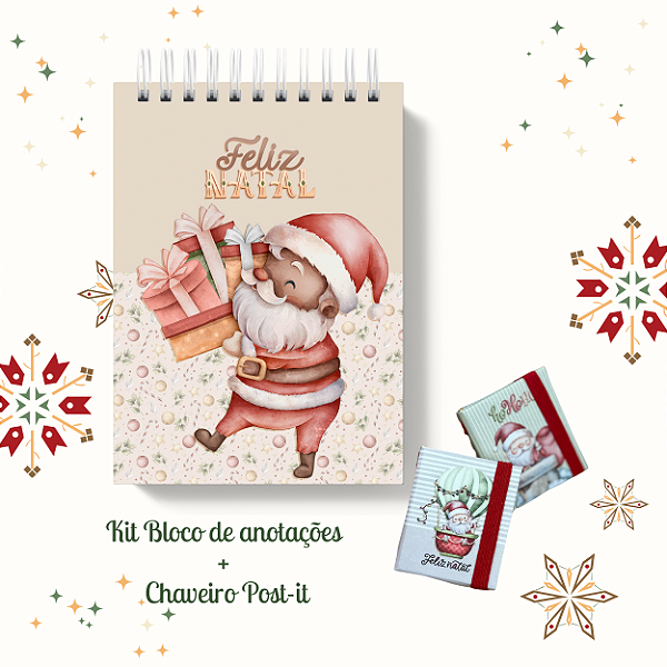 KIT NATAL 8: Bloquinho + Chaveiro Post It (Capas iguais)