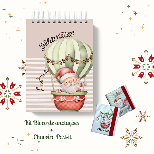KIT NATAL 9: Bloquinho + Chaveiro Post It (Capas iguais)
