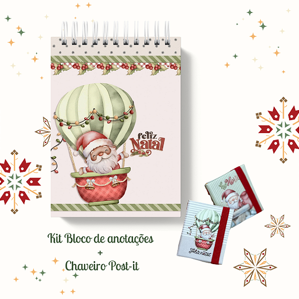 KIT NATAL 13: Bloquinho + Chaveiro Post It (Capas iguais)
