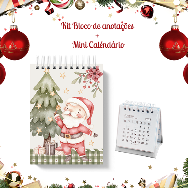 KIT NATAL II: Bloquinho + Mini Calendário 2