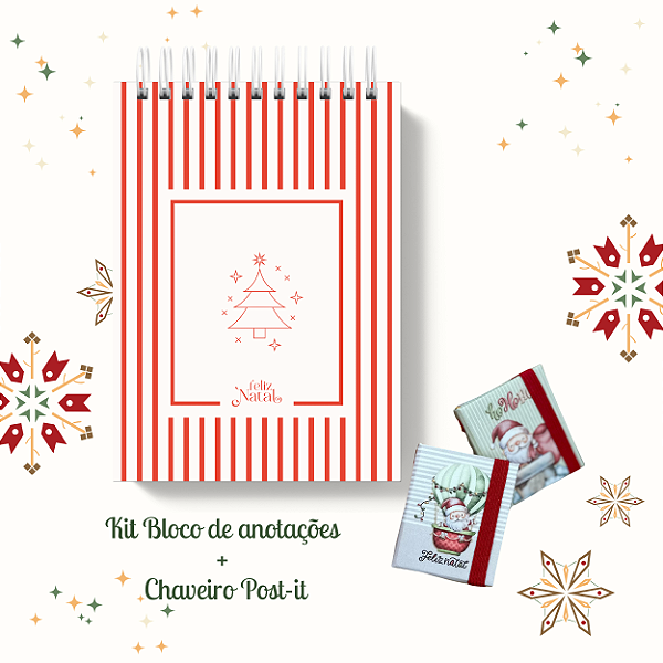 KIT NATAL 15: Bloquinho + Chaveiro Post It (Capas iguais)
