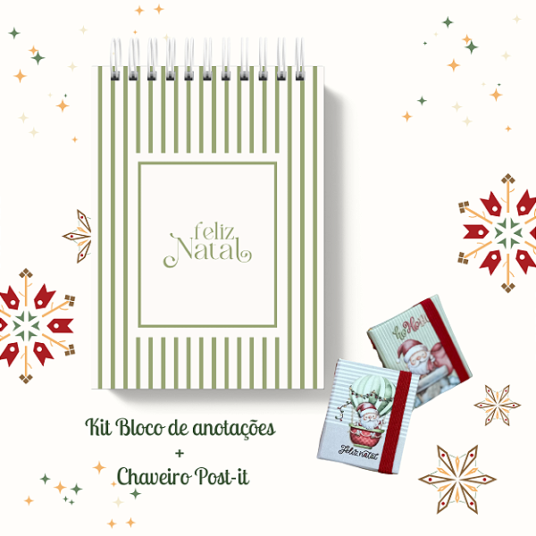 KIT NATAL 16: Bloquinho + Chaveiro Post It (Capas iguais)
