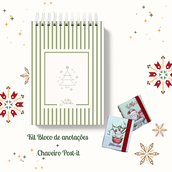 KIT NATAL 17: Bloquinho + Chaveiro Post It (Capas iguais)