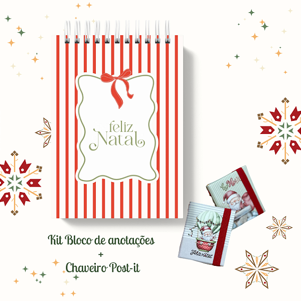 KIT NATAL 18: Bloquinho + Chaveiro Post It (Capas iguais)