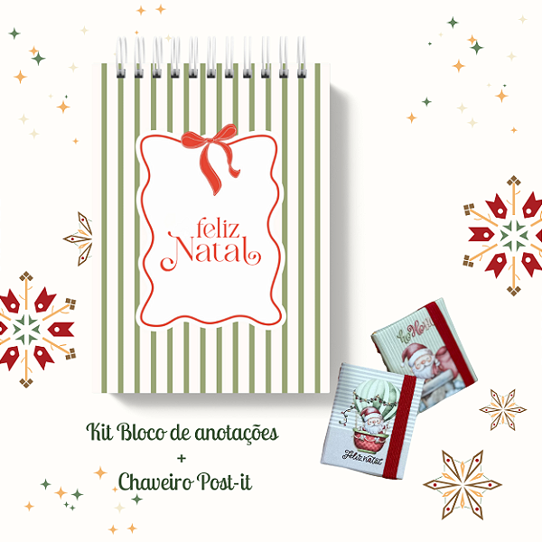 KIT NATAL 19: Bloquinho + Chaveiro Post It (Capas iguais)