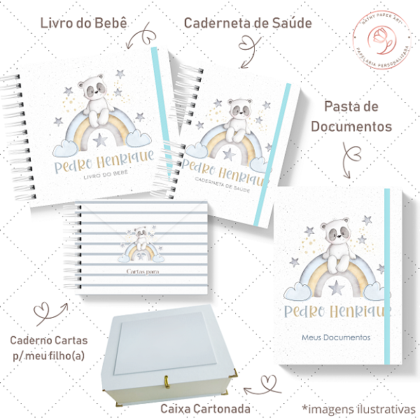 Kit III Memórias - Panda Arco Íris