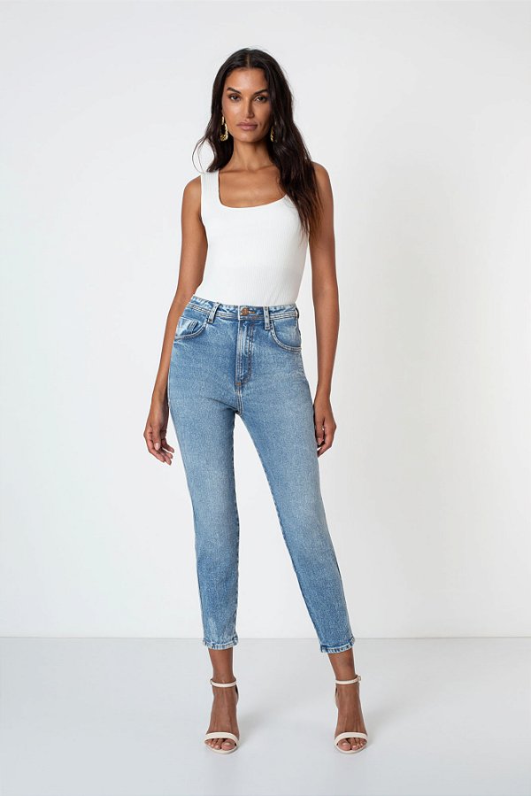 Calça Jeans Agata Cropped Flor de Lis  F62312