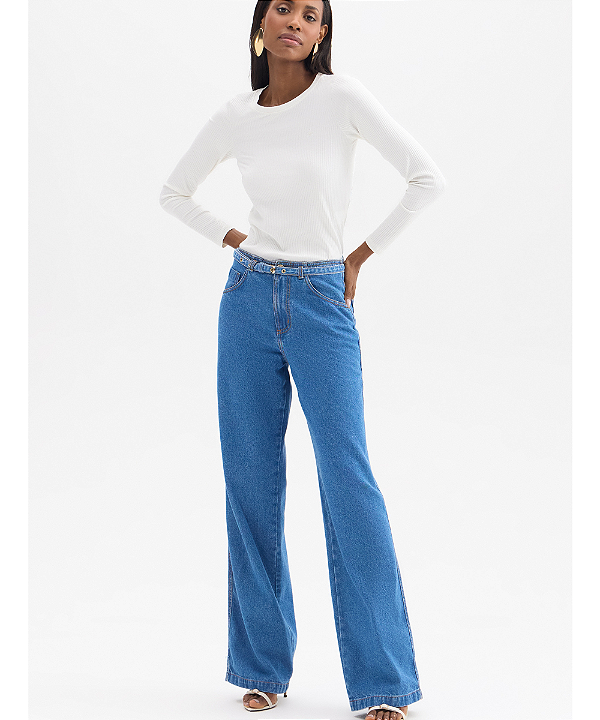 Calça Wide Leg Flor de Lis F22366